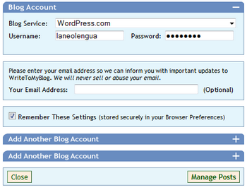 registro para el editor de blogs