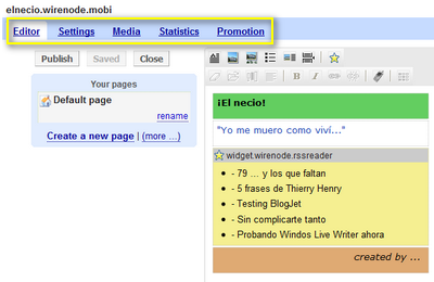 wiredone panel de control
