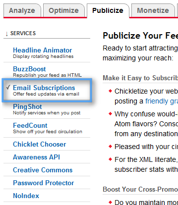 Ve a Email Subscriptions