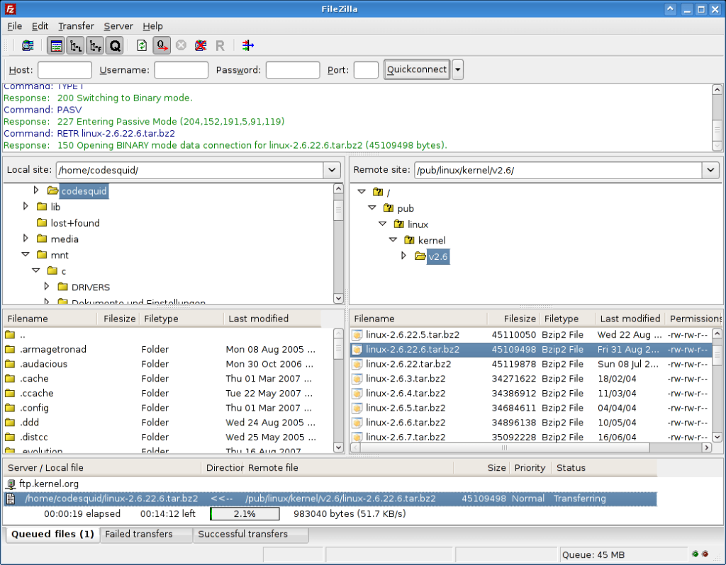 linux filezilla package for tls