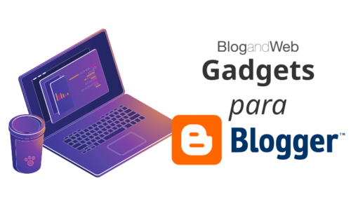 Ilustración de una computadora más el título 'Gadgets para Blogger'