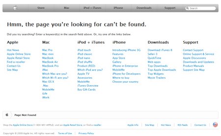 La página de error de Apple